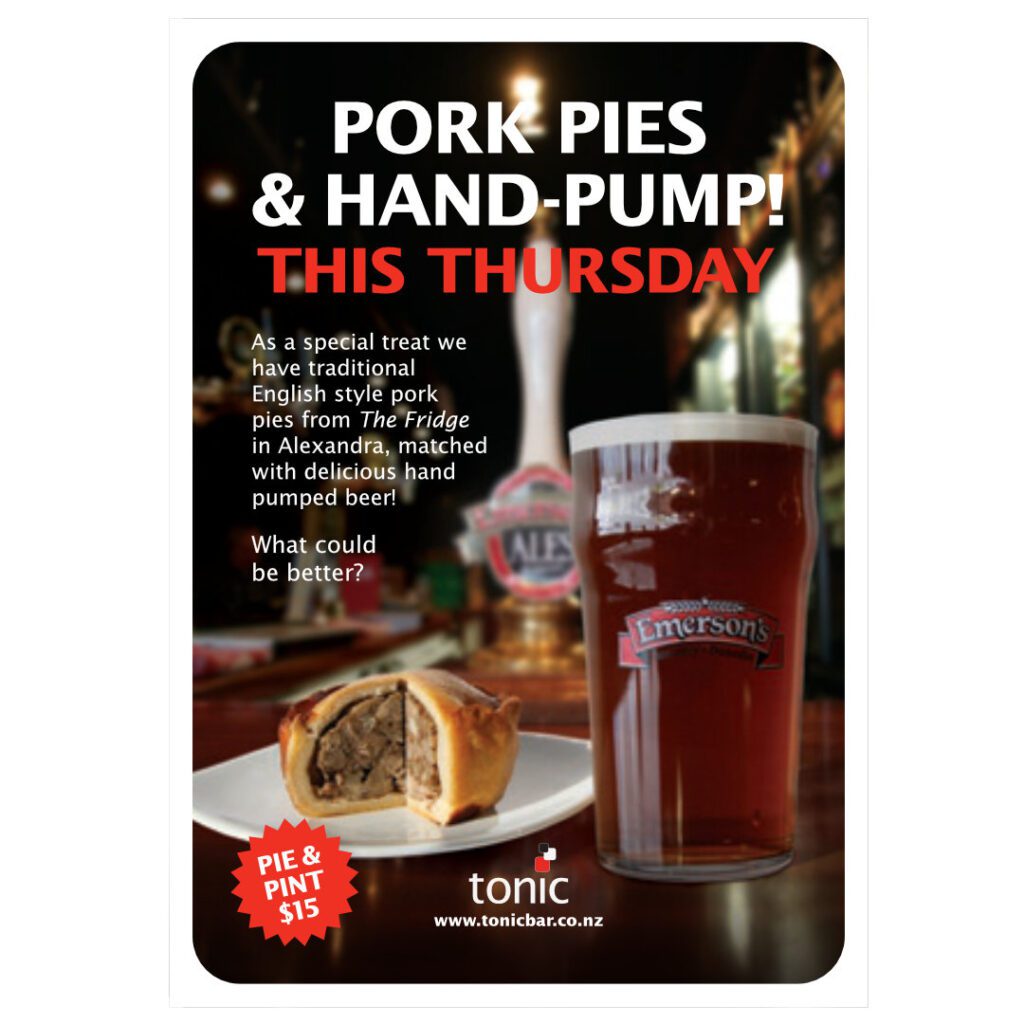 Tonic Bar promotional event. Gig poster.