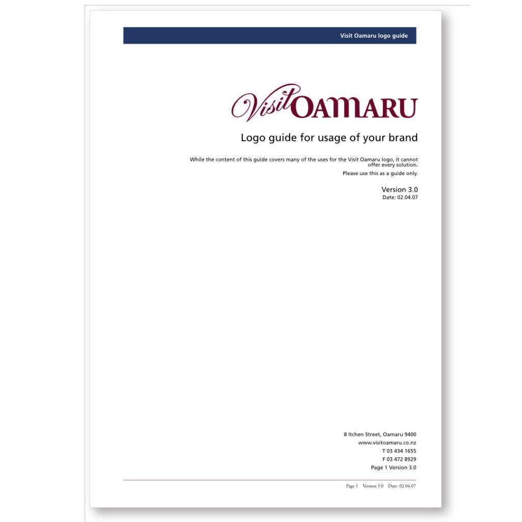 Waitaki Development Visit Oamaru tourism brand identity guidelines