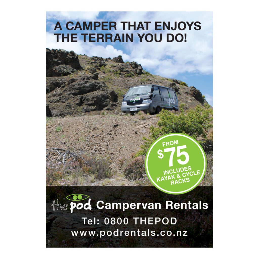 Tourist magazine advert for The Pod Rentals business.