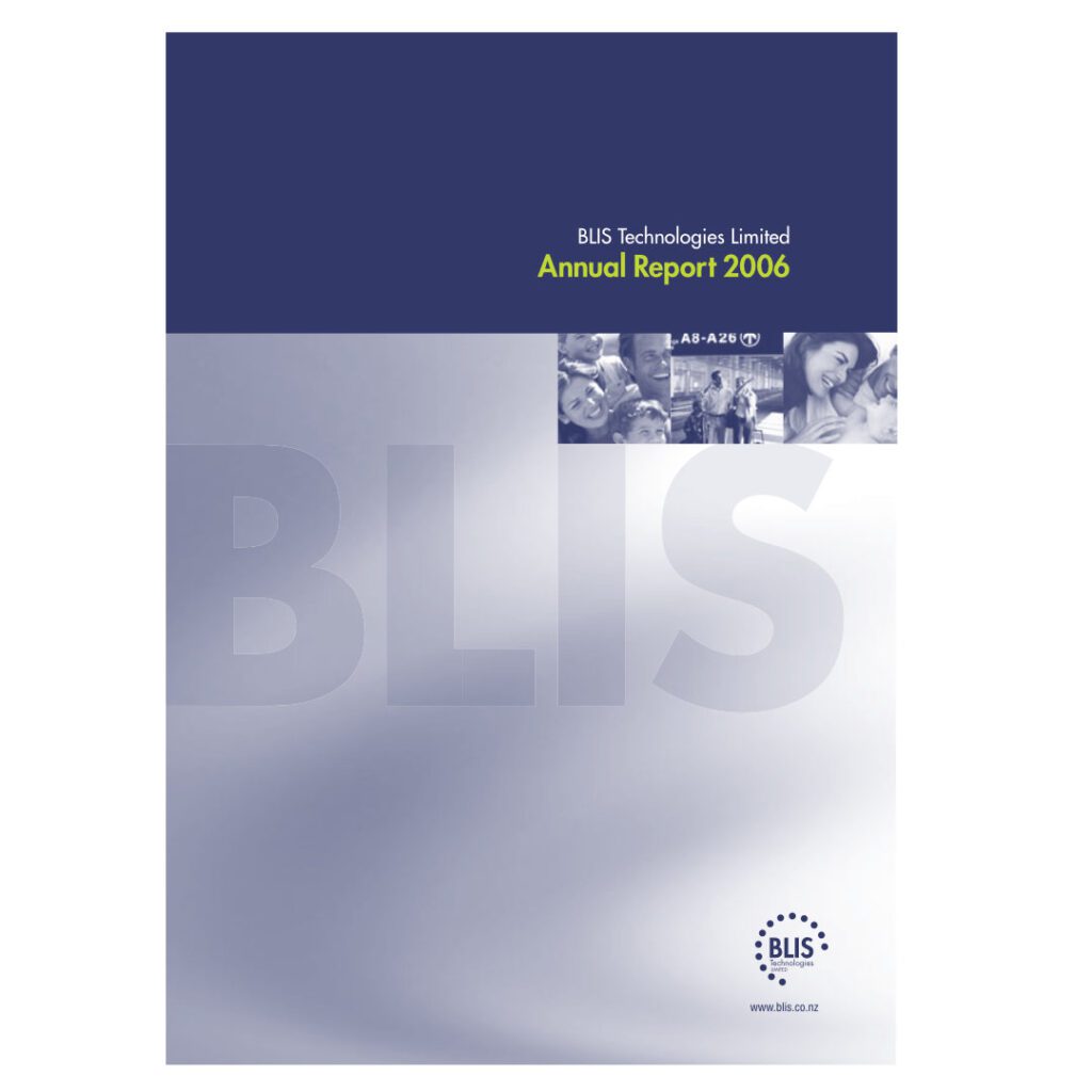 Blis Technologies Limited Annual Report 2006 Cover