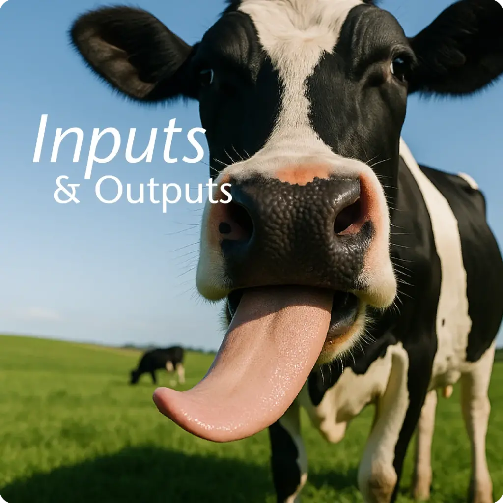 Holstein–Friesian cow close-up, symbolising inputs and outputs in farm branding nz .