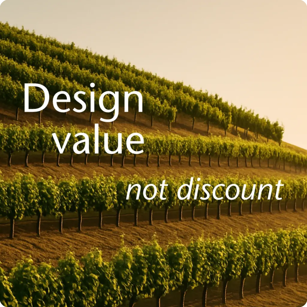 Abstract New Zealand vineyard terraces viewed from above—illustrating tiered value ladders in tourism brand financial success.