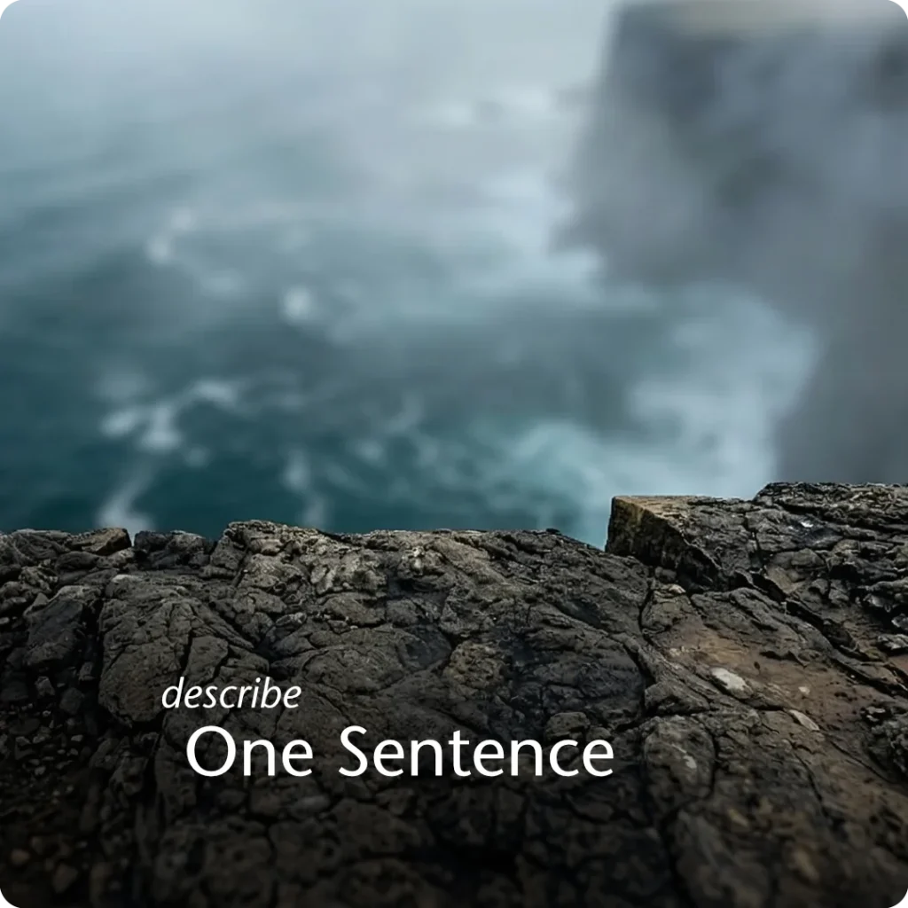 Strategic clarity provides a clean definition, shown by a sharp, precisely focused view of the precipice edge on the massive rocky headland with the wild ocean blurred far below.