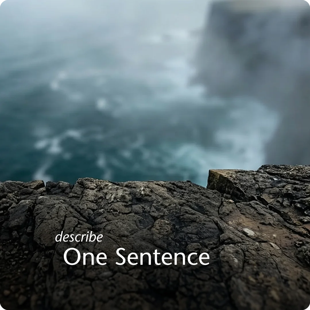 Strategic clarity provides a clean definition, shown by a sharp, precisely focused view of the precipice edge on the massive rocky headland with the wild ocean blurred far below.