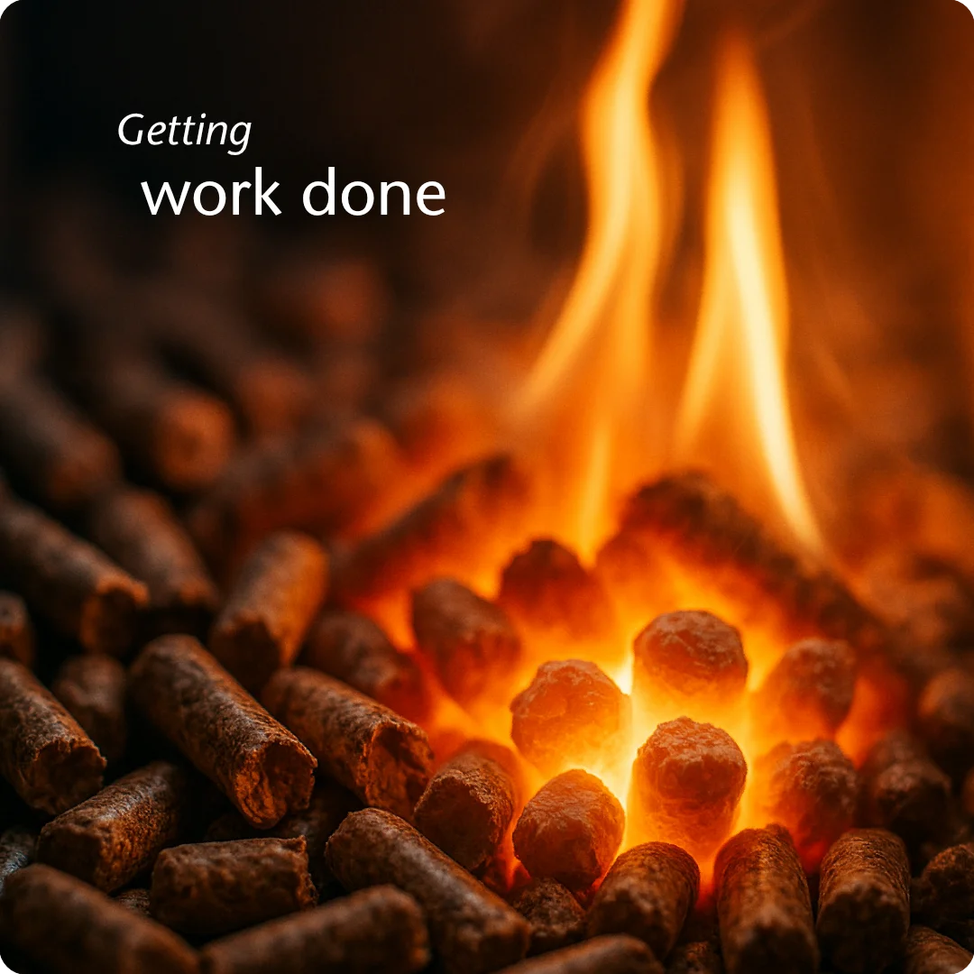 Close-up of glowing red-hot timber pallets burning intensely, representing the energy and action of getting practical marketing work done and put in place.